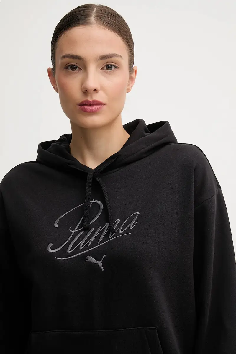 felpa donna colore nero con cappuccio con applicazione 688072 miniatura 4