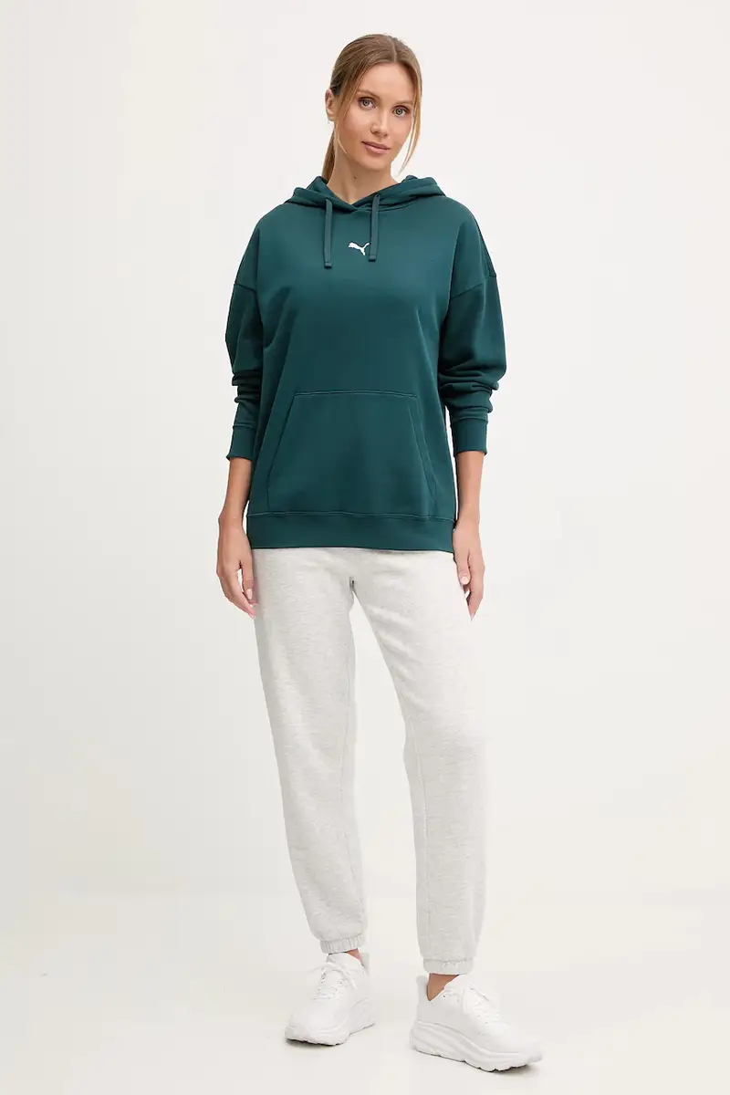 felpa donna colore verde con cappuccio 685398 miniatura 2