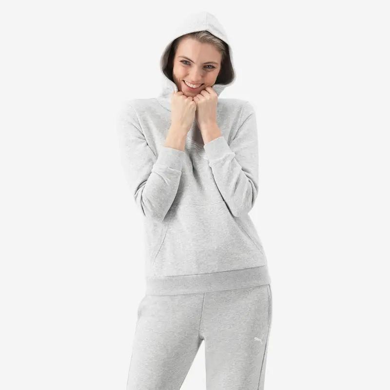 Felpa donna fitness Puma con cappuccio misto cotone grigia | Puma Grigio