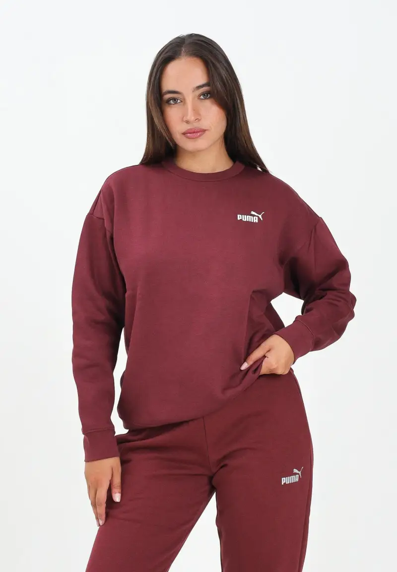 Felpa girocollo ESS N. 1 bordeaux da donna miniatura 2