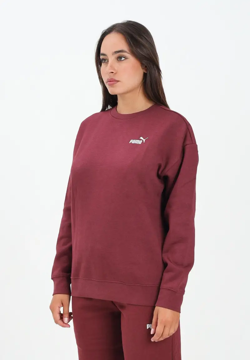 Felpa girocollo ESS N. 1 bordeaux da donna