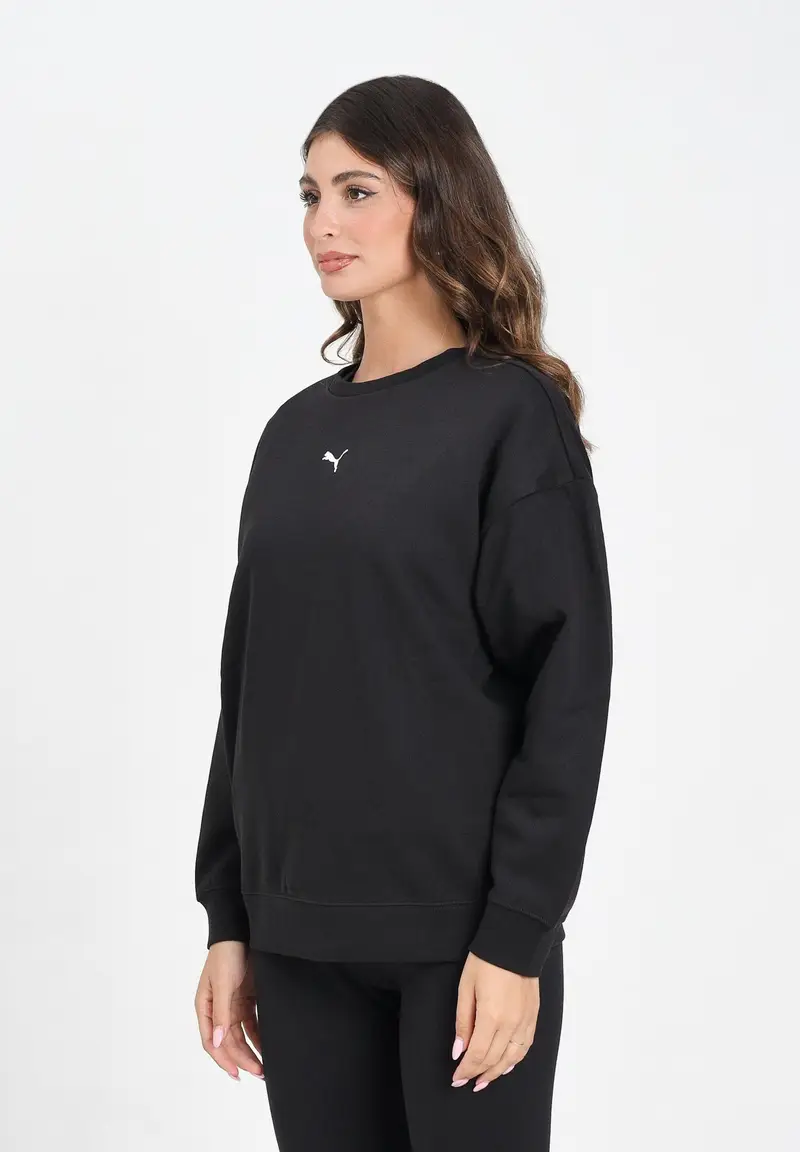 PUMA Felpa girocollo Essentials Oversize nera da donna