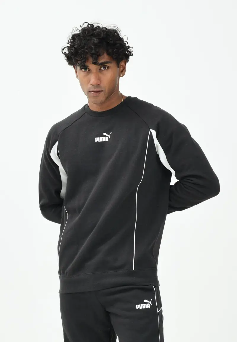 Felpa girocollo Sport Heritage nera da uomo miniatura 2