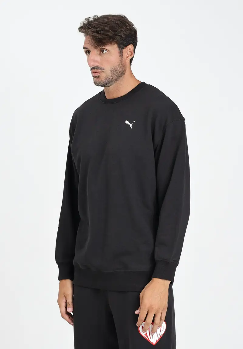 PUMA Felpa girocollo WARDROBE ESS nera da uomo