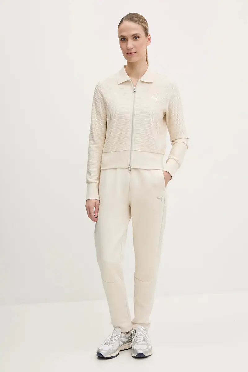 felpa in cotone donna colore beige 629781 miniatura 2