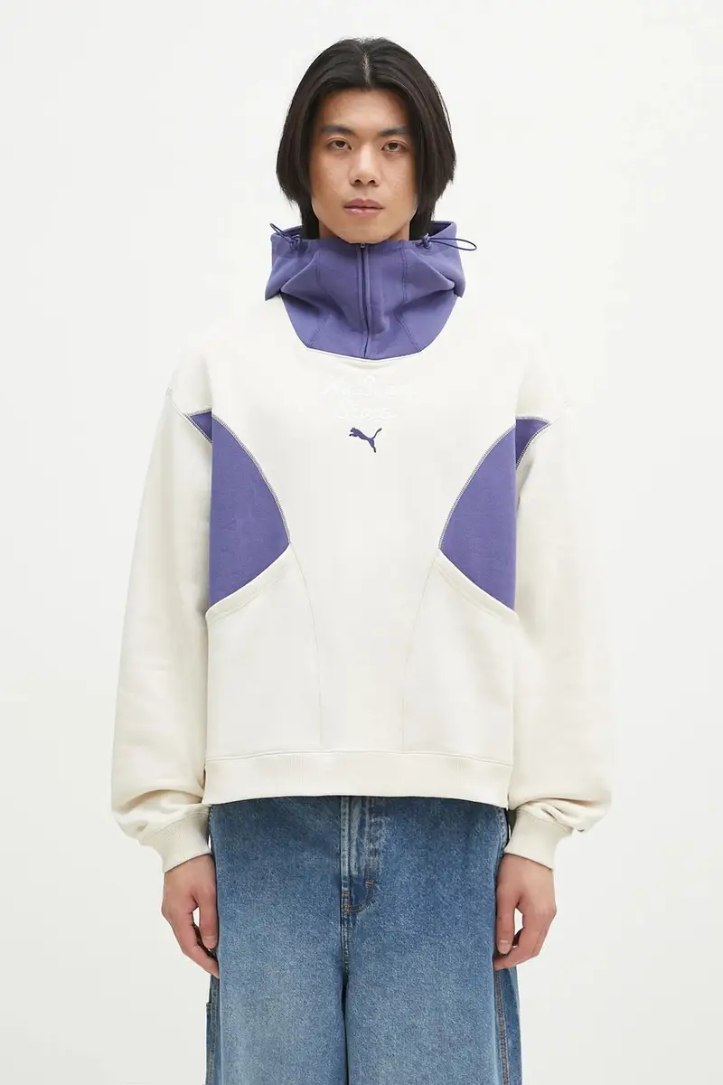 felpa in cotone PUMA x KIDSUPER Pants uomo colore beige con cappuccio 630932