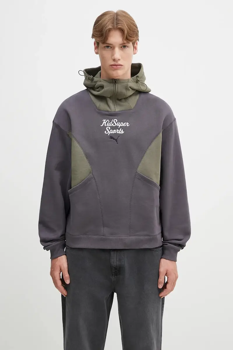 felpa in cotone PUMA x KIDSUPER Pants uomo colore grigio con cappuccio 630932