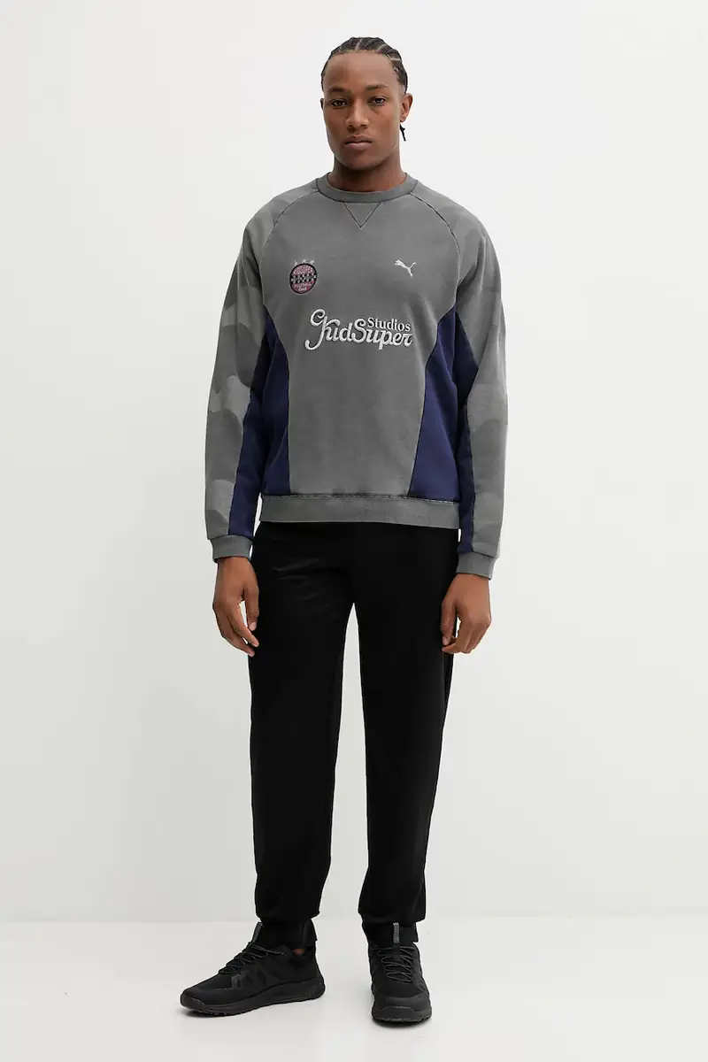 felpa in cotone PUMA x KIDSUPER uomo colore grigio 632364 miniatura 2