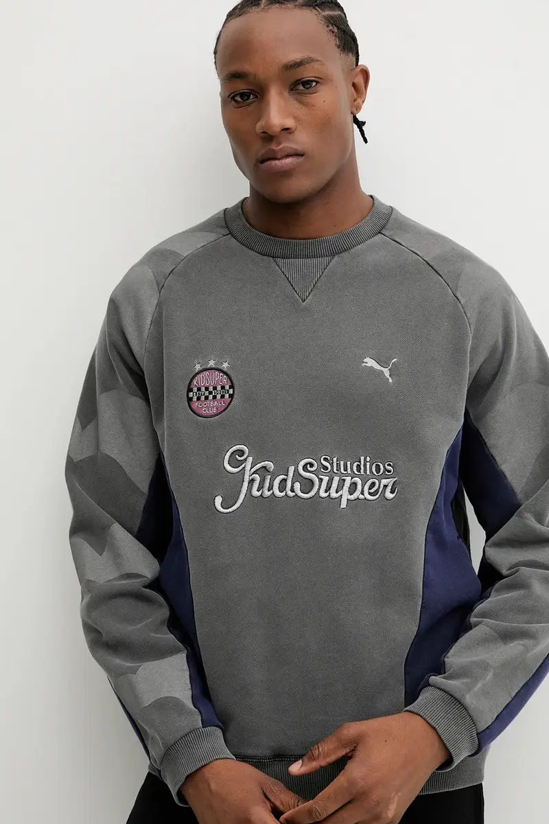 felpa in cotone PUMA x KIDSUPER uomo colore grigio 632364 miniatura 4