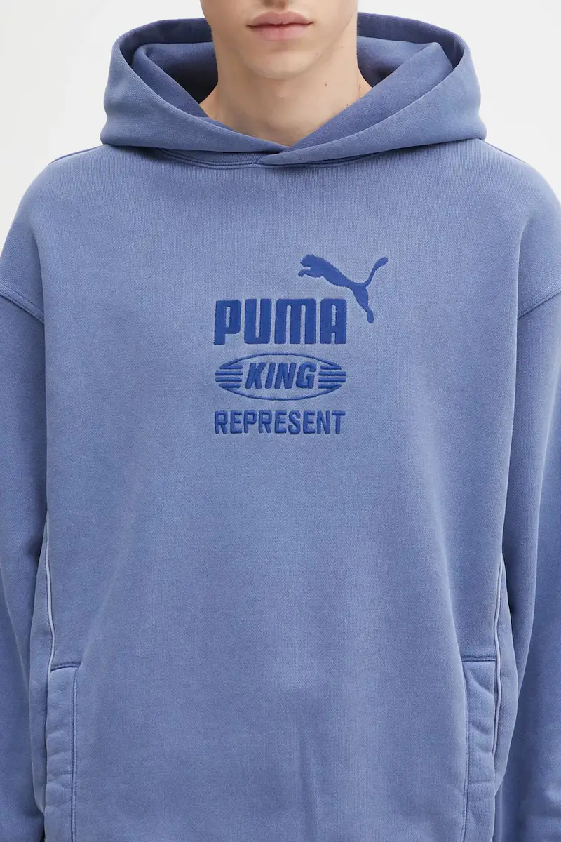 felpa in cotone PUMA x REPRESENT uomo colore blu con cappuccio con applicazione 632542 miniatura 4