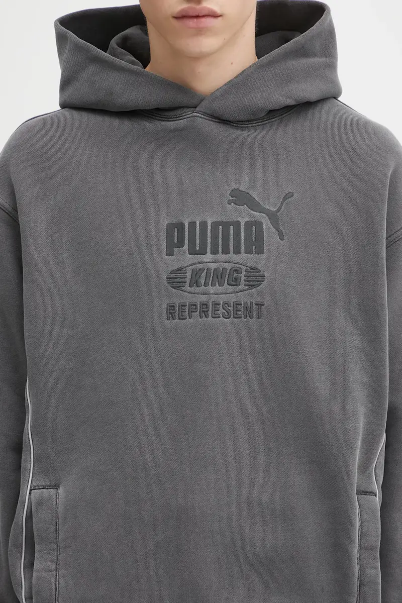 felpa in cotone PUMA x REPRESENT uomo colore grigio con cappuccio con applicazione 632542 miniatura 4