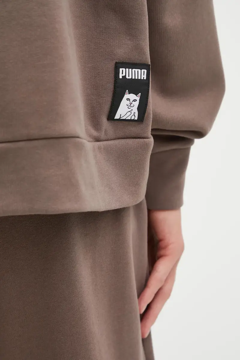 felpa in cotone PUMA x RIPNDIP uomo colore marrone con cappuccio con applicazione 632414 miniatura 4