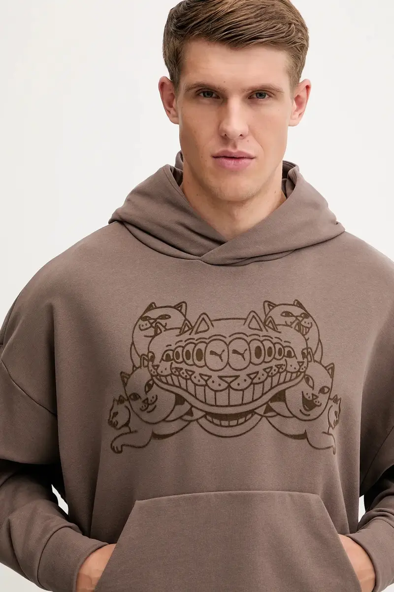 felpa in cotone PUMA x RIPNDIP uomo colore marrone con cappuccio con applicazione 632414 miniatura 4