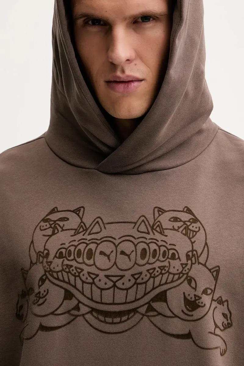 felpa in cotone PUMA x RIPNDIP uomo colore marrone con cappuccio con applicazione 632414 miniatura 5