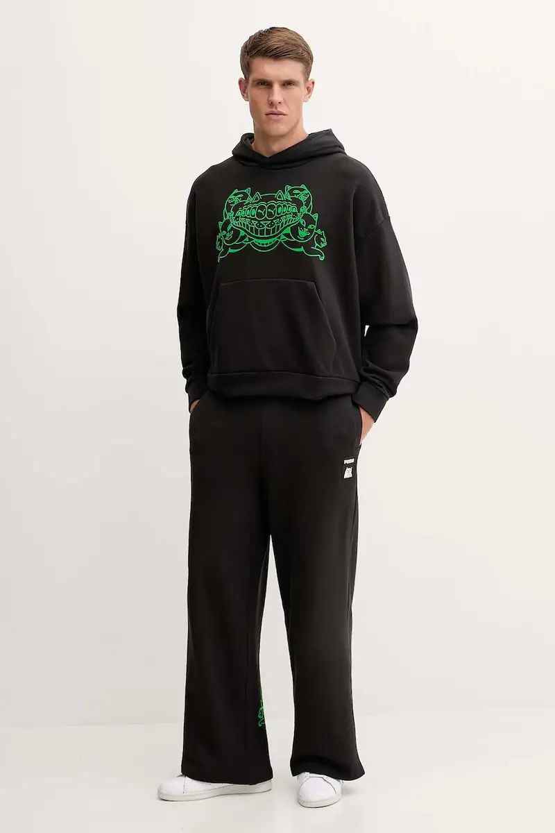 felpa in cotone PUMA x RIPNDIP uomo colore nero con cappuccio con applicazione 632414 miniatura 2