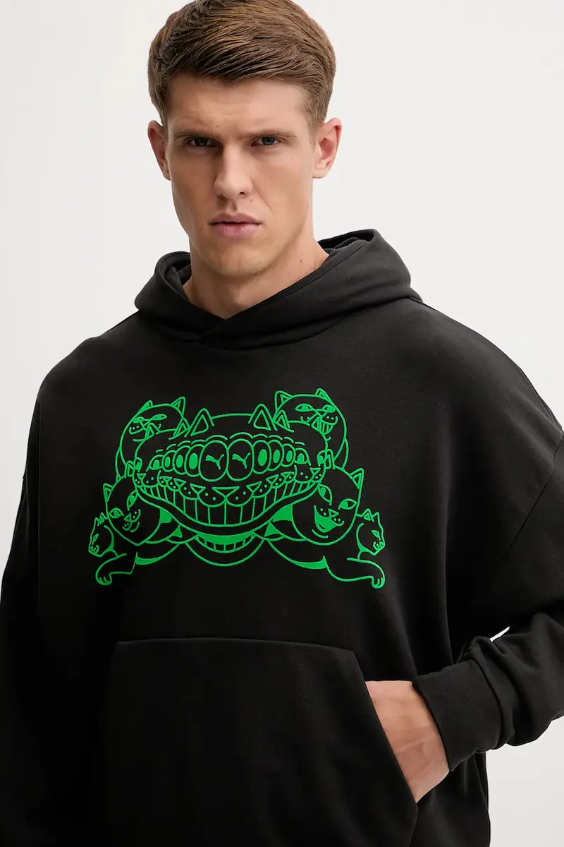 felpa in cotone PUMA x RIPNDIP uomo colore nero con cappuccio con applicazione 632414 miniatura 4