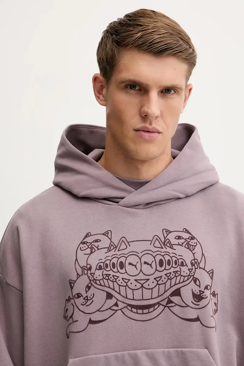 felpa in cotone PUMA x RIPNDIP uomo colore violetto con cappuccio con applicazione 632414 miniatura 4