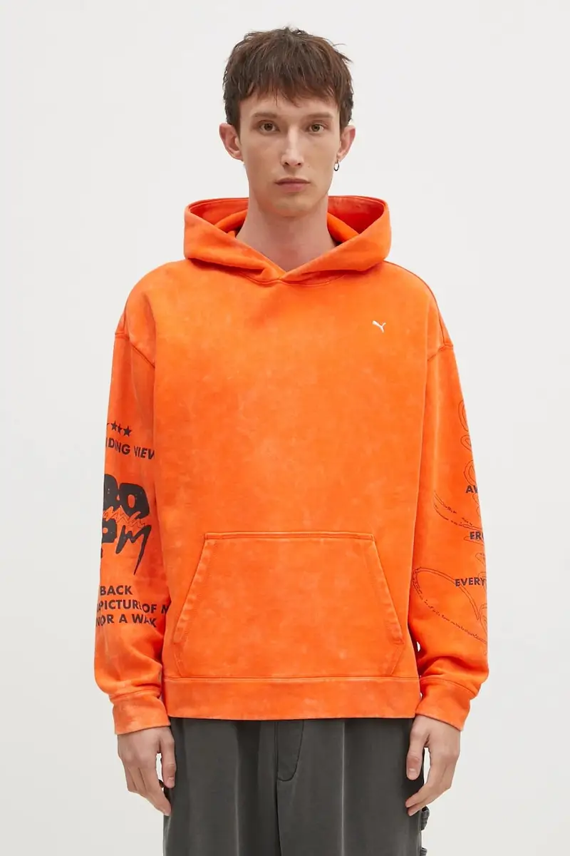 felpa in cotone UNTERGRUND uomo colore arancione con cappuccio 626664