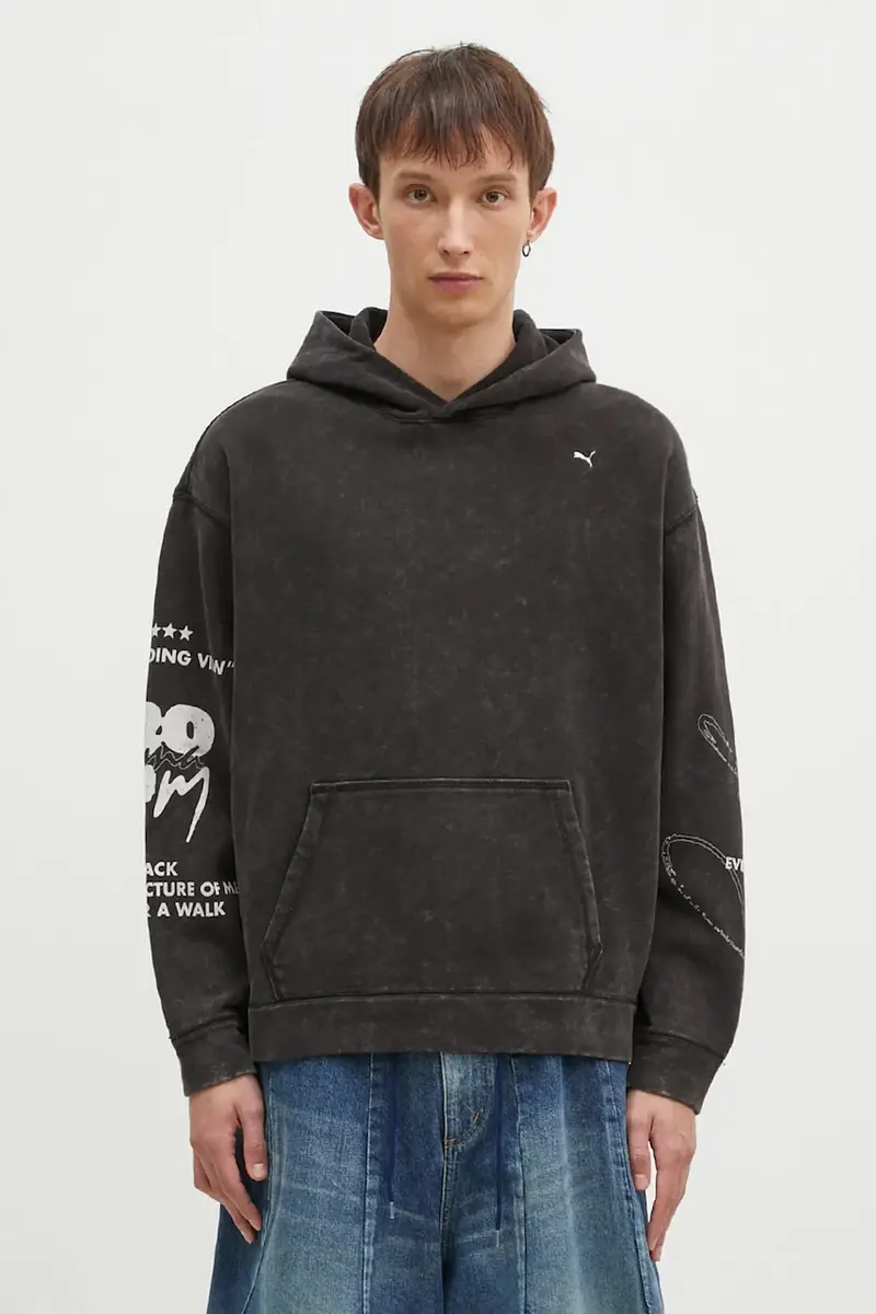 felpa in cotone UNTERGRUND uomo colore nero con cappuccio 626664