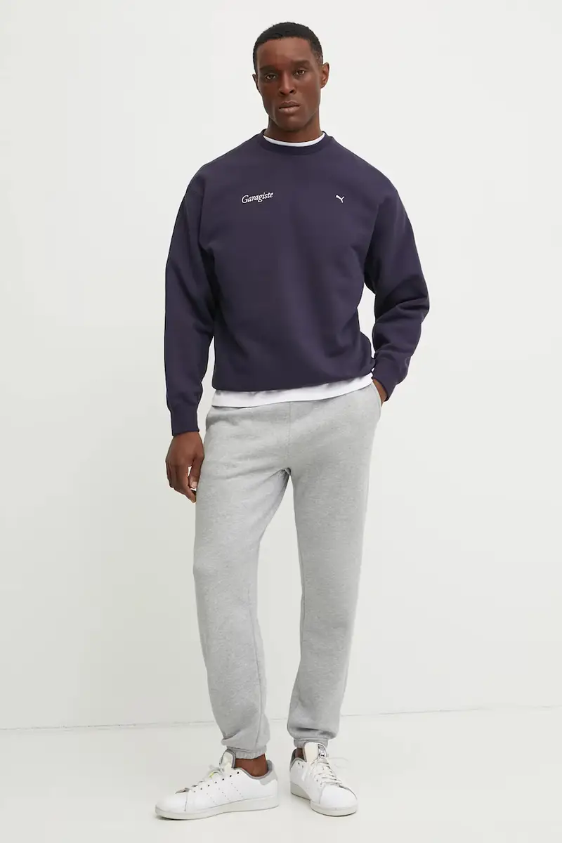 felpa in cotone uomo colore blu navy con applicazione 629344 miniatura 2