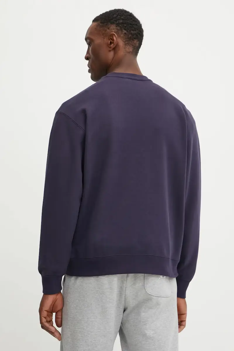 felpa in cotone uomo colore blu navy con applicazione 629344 miniatura 3