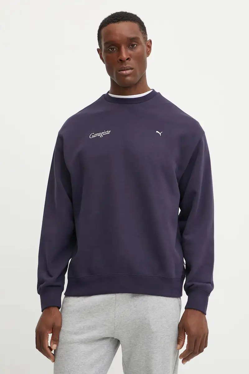 felpa in cotone uomo colore blu navy con applicazione 629344