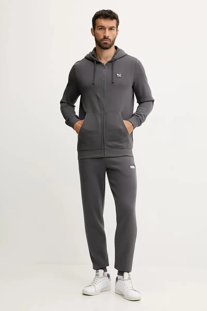 felpa in cotone uomo colore grigio con cappuccio 688255 miniatura 2