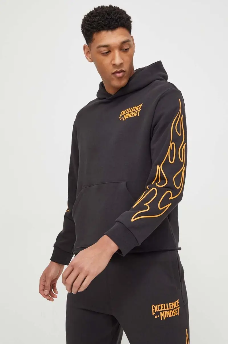 felpa in cotone uomo colore nero con cappuccio 675978