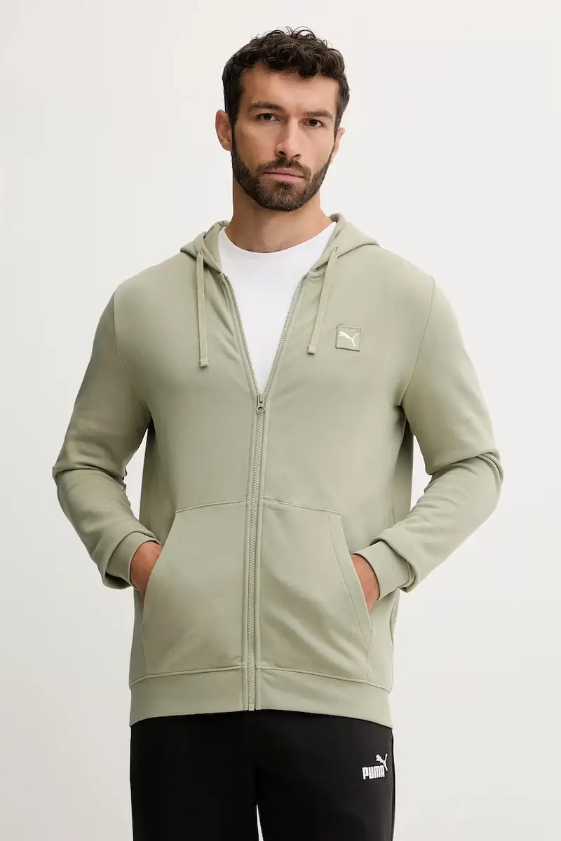 felpa in cotone uomo colore verde con cappuccio 688255