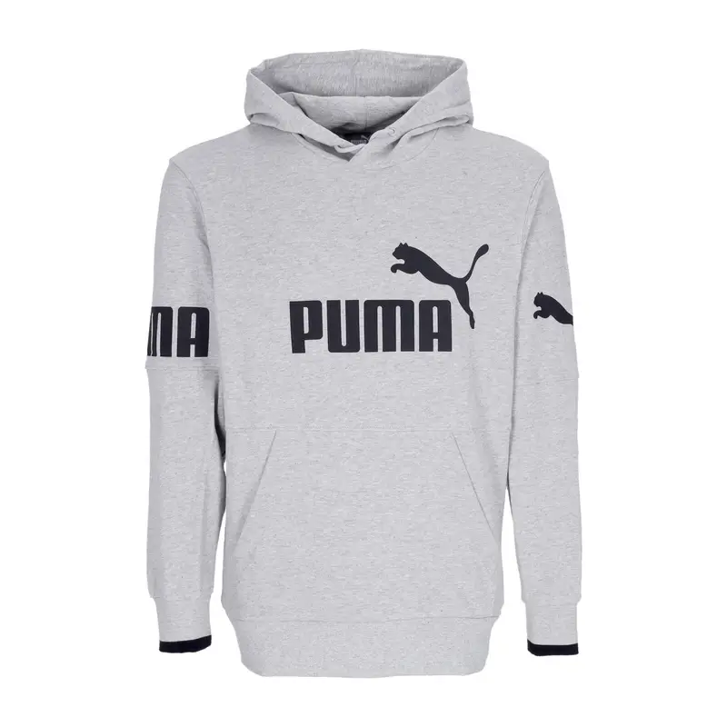 Puma Maglia Uomo Felpa Leggera Cappuccio Colorblock Grigio Chiaro