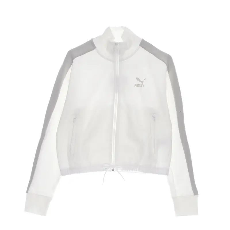 Felpa Leggera Collo Alto Corta Donna T7 Crop Track Jacket White