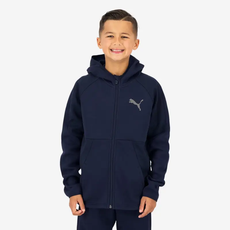 Felpa Puma bambino ginnastica con cappuccio e zip pesante blu | Puma