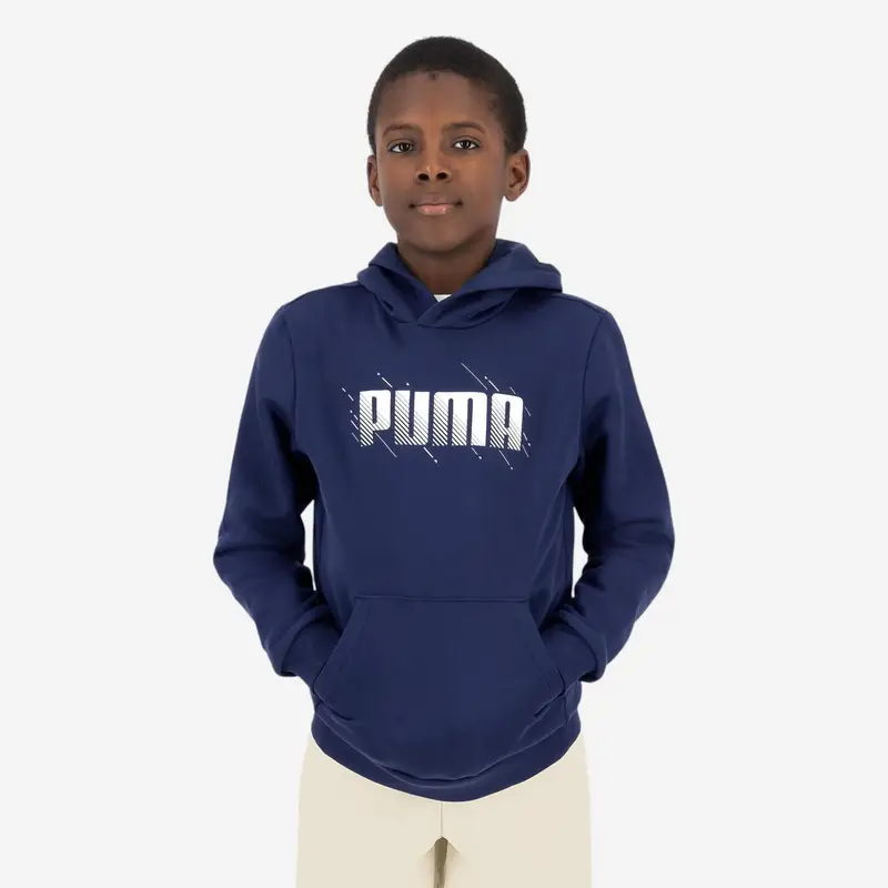 Felpa Puma bambino ginnastica con cappuccio pesante blu stampata | Puma Blu scuro
