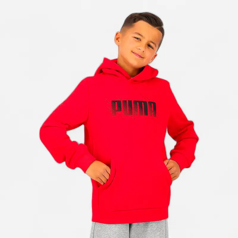 Felpa Puma bambino ginnastica con cappuccio pesante rossa stampata | Puma