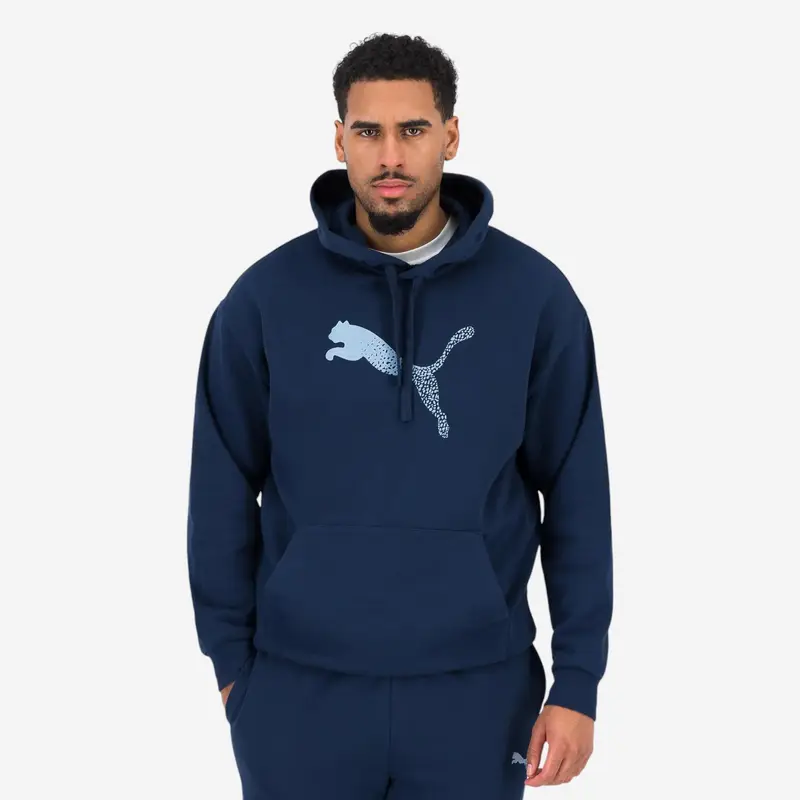 Felpa Puma uomo palestra con cappuccio pesante blu stampata | Puma Blu navy