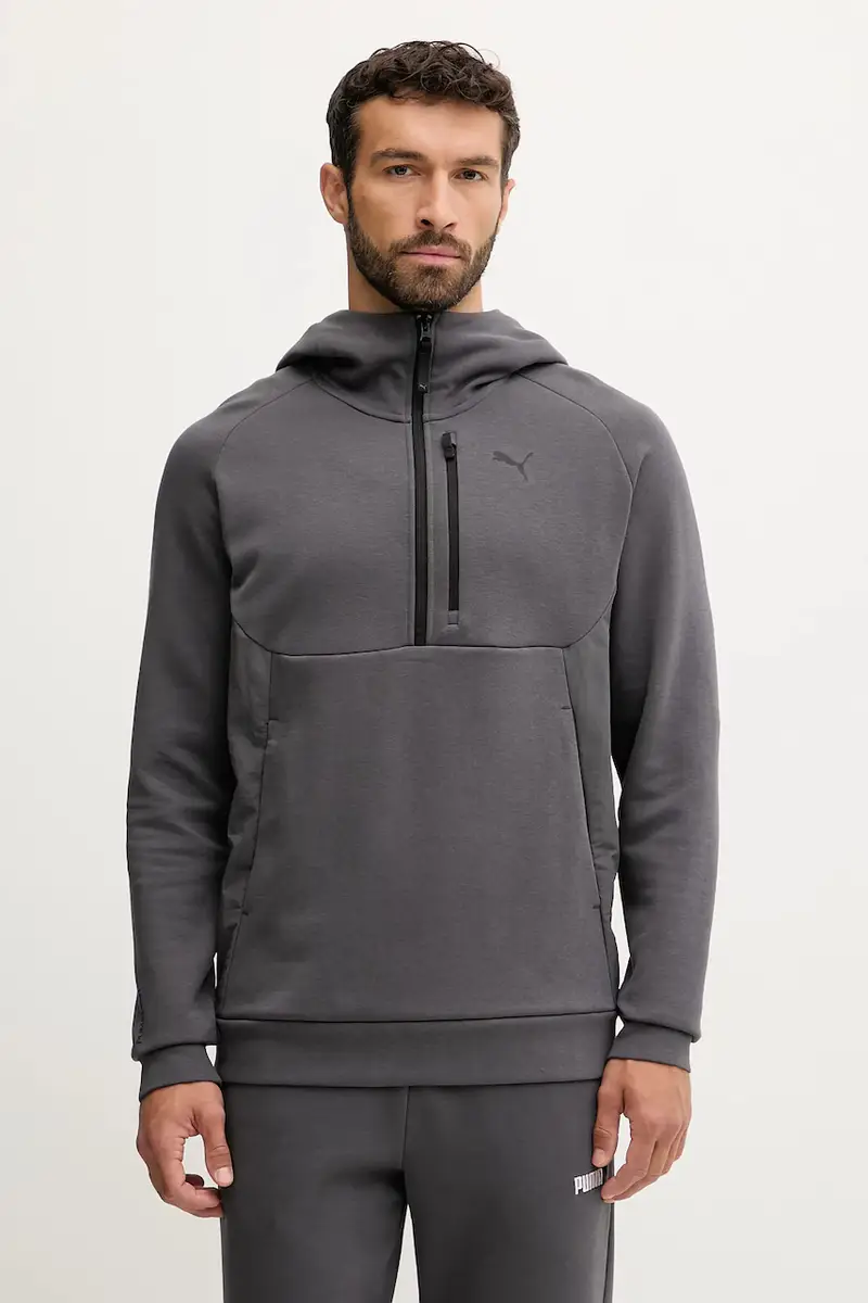 felpa PUMATECH uomo colore grigio con cappuccio 688044
