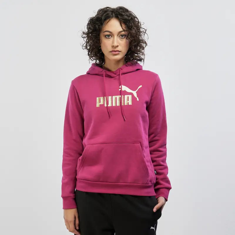 Felpa sportiva fucsia con maxi logo glitterato