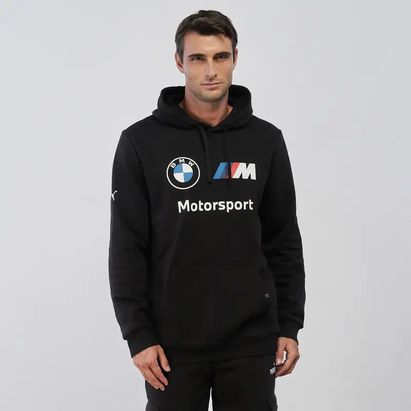 Felpa sportiva nera da uomo con stampa Motorsport