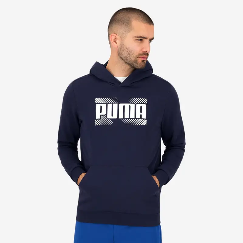 Felpa uomo palestra Puma misto cotone pesante con cappuccio azzurra | Puma