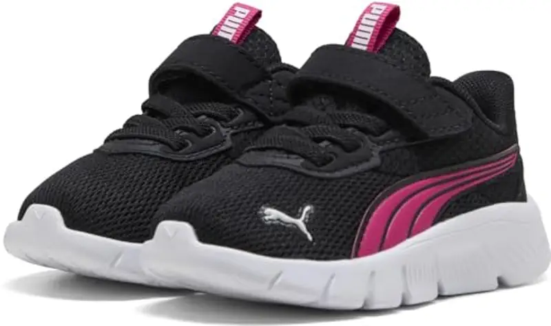 PUMA Flexfocus Modern AC+ Inf, Sneaker Unisex-Bimbi 0-24, Black Pink White, 22 EU