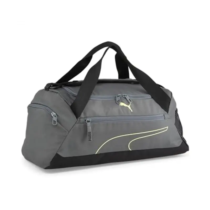 PUMA Fundamentals Sports Bag S - Borsa sportiva Adulti unisex, Mineral Gray-Lime Sheen, OSFA -