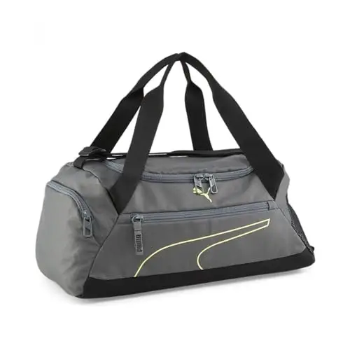 PUMA Fundamentals Sports Bag XS - Borsa sportiva Adulti unisex, Mineral Gray-Lime Sheen, OSFA -