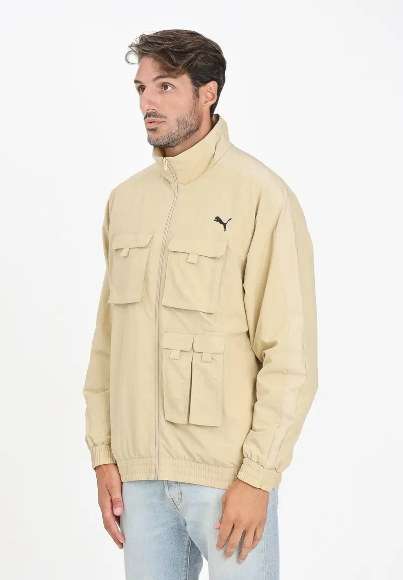 PUMA Giacca a vento cargo T7 beige da uomo
