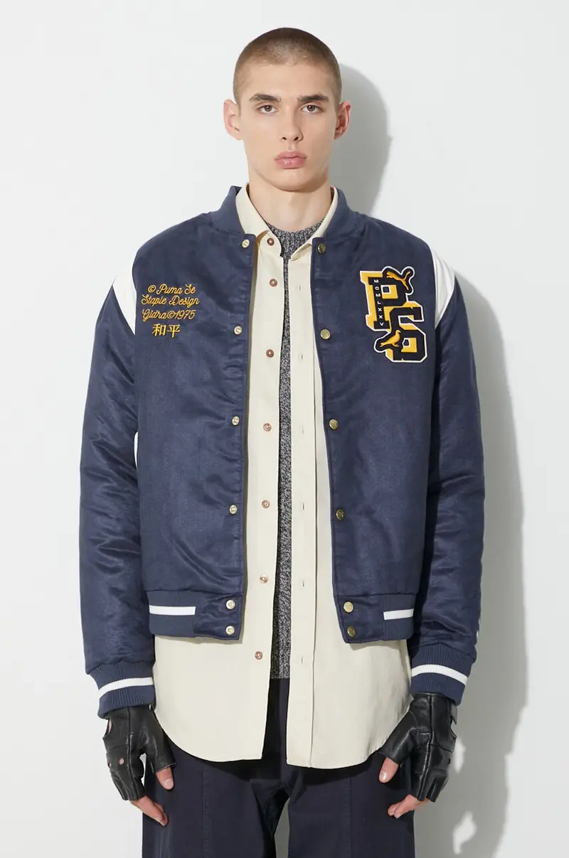 giacca bomber PUMA X STAPLE Varsity Jacket uomo 622203 Blu navy