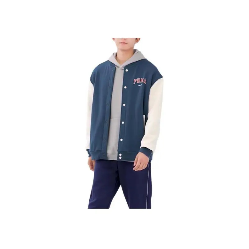 Giacca da baseball Puma Varsity Track Vintage Casual con lettera monopetto a maniche lunghe da uomo giacche Blu notte 679341-16 XL miniatura 5