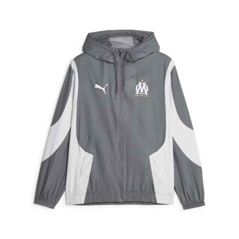 Giacca da calcio Olympique de Marseille pre-partita PUMA White Cool Dark Gray | Puma Bianco