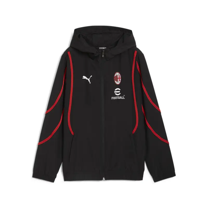 Giacca in tessuto pre-partita AC Milan per ragazzi PUMA Black For All Time Red | Puma Nero