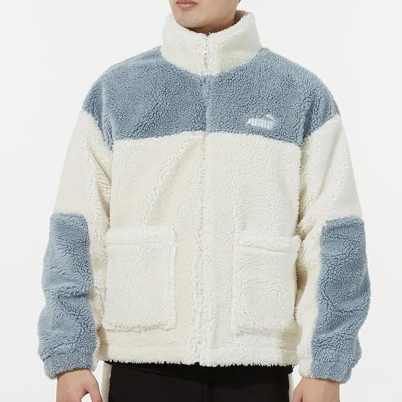 Giacca Sherpa Puma Color Blocking con Logo Uomo Giacche Bianco Sporco 534931-93 L miniatura 3