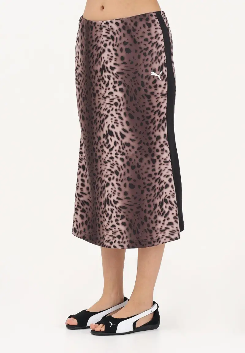 Gonna midi T7 Leo Luxe Track marrone da donna