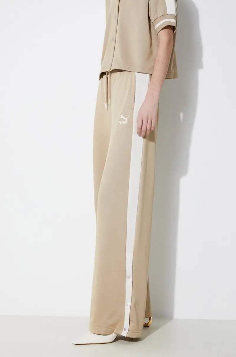 joggers T7 colore beige con applicazione 625025